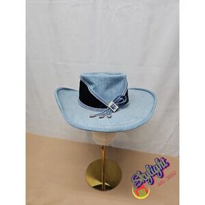 Simply Barbara Women Blue Cowboy Western Cotton Blend Usa Beyonce Outdoor Hat |M